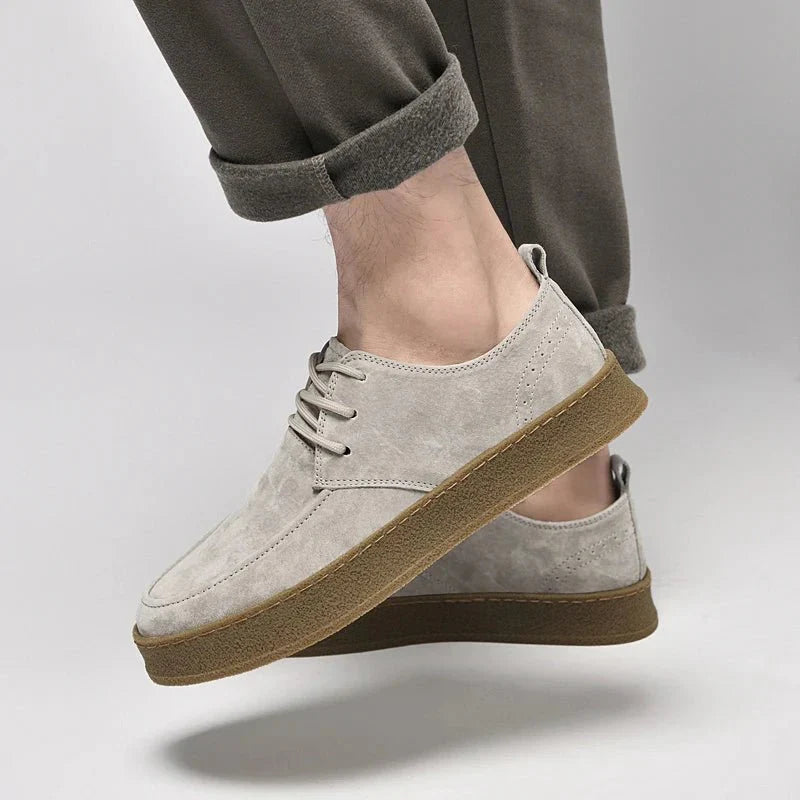Zapatos Casuales para Hombre de Gamuza con Cordones y Suela de Goma