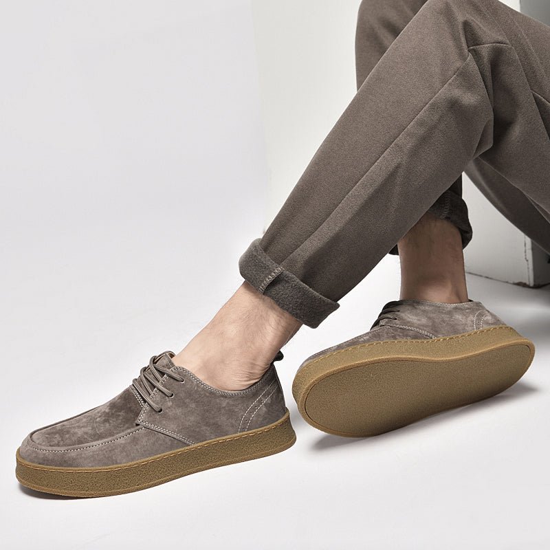 Zapatos Casuales para Hombre de Gamuza con Cordones y Suela de Goma