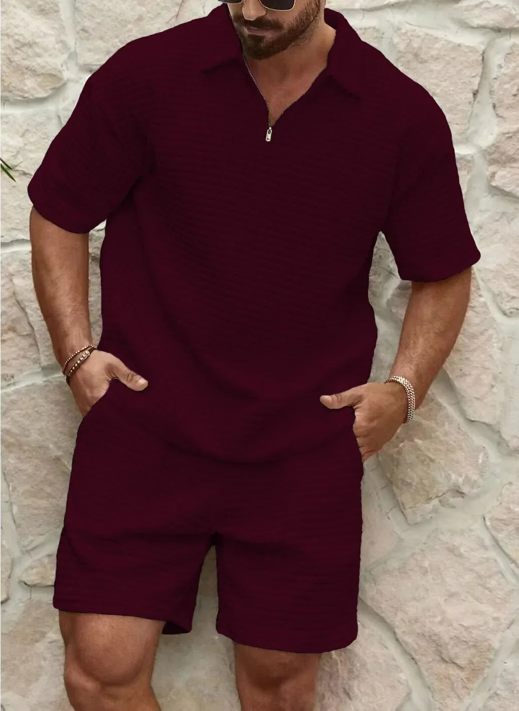 Traje casual masculino de dos piezas texturizado
